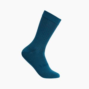 Lamington men's merino crew socks in deep teal rib knit made in New Zealand.