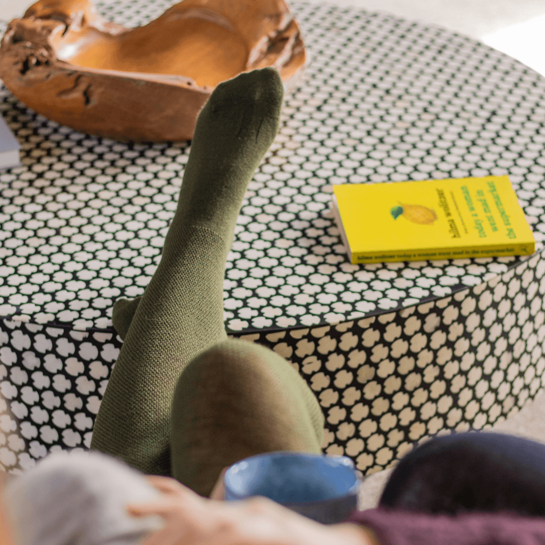 MOSEY | Merino Wool Textured Knit Tights | Woman | Moss