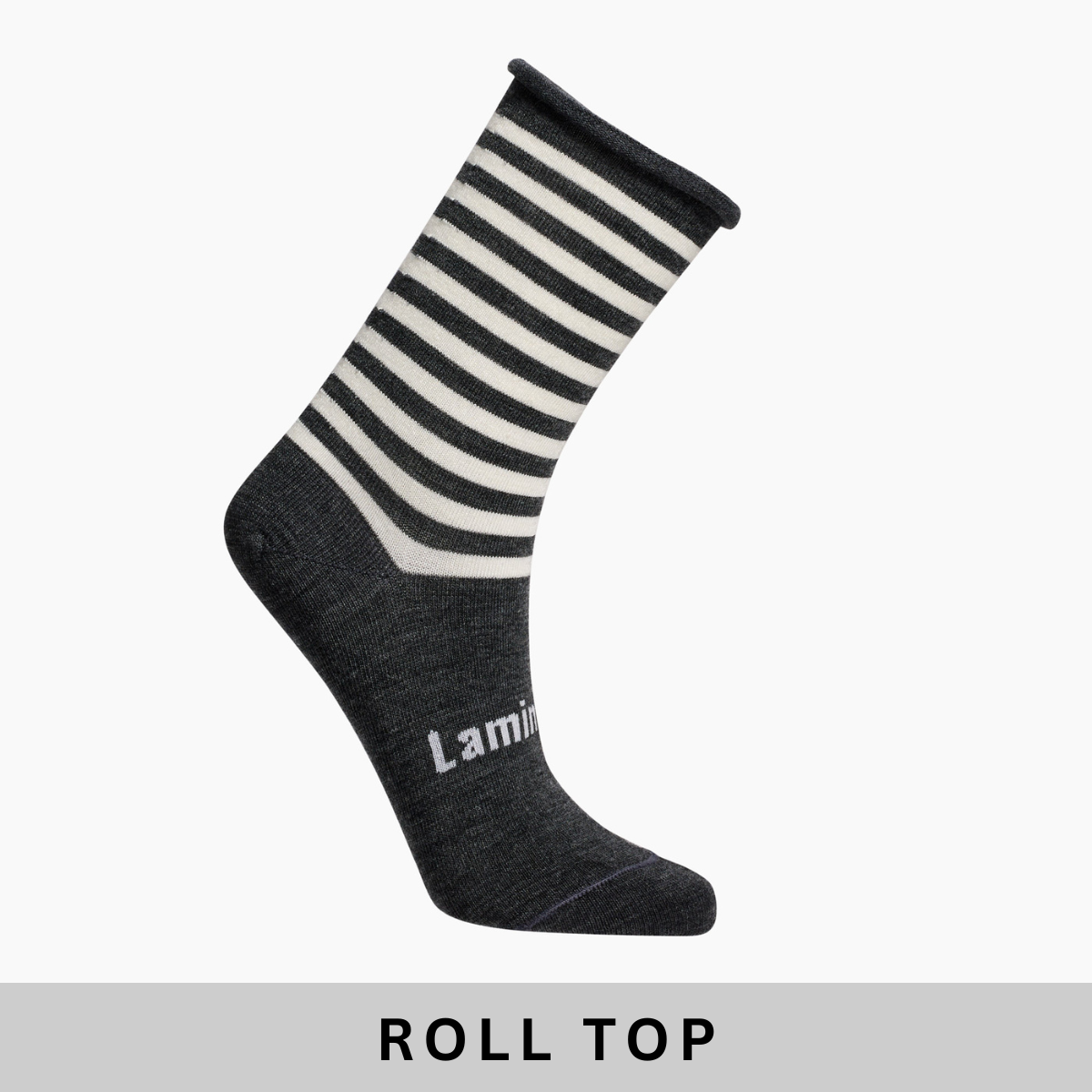 Merino wool comfort socks with roll top crew grey and natural stripes for men NZ