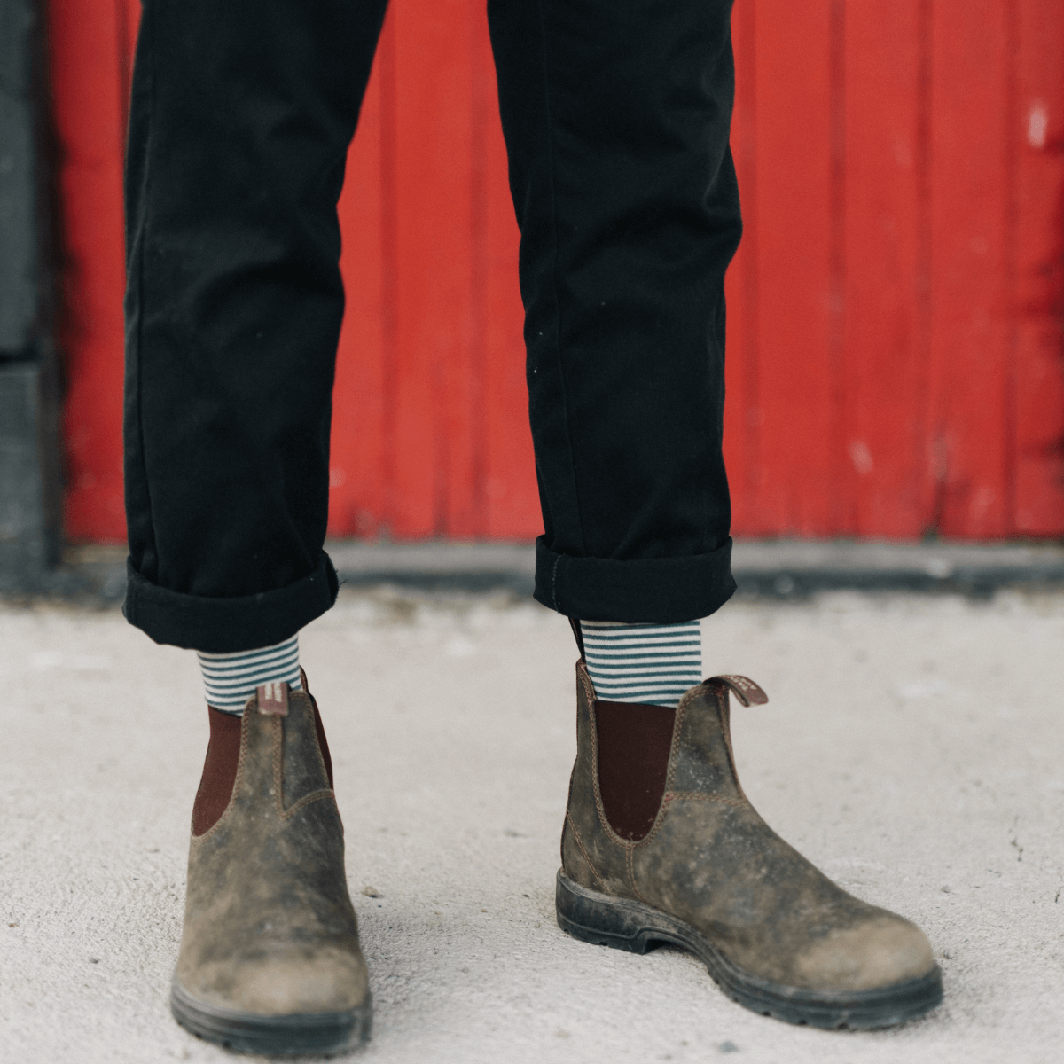 Mens merino wool crew socks Green and Latte stripes by Lamington NZ