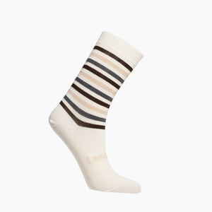 Womens merino wool crew socks cream and brown stripes by Lamington NZ