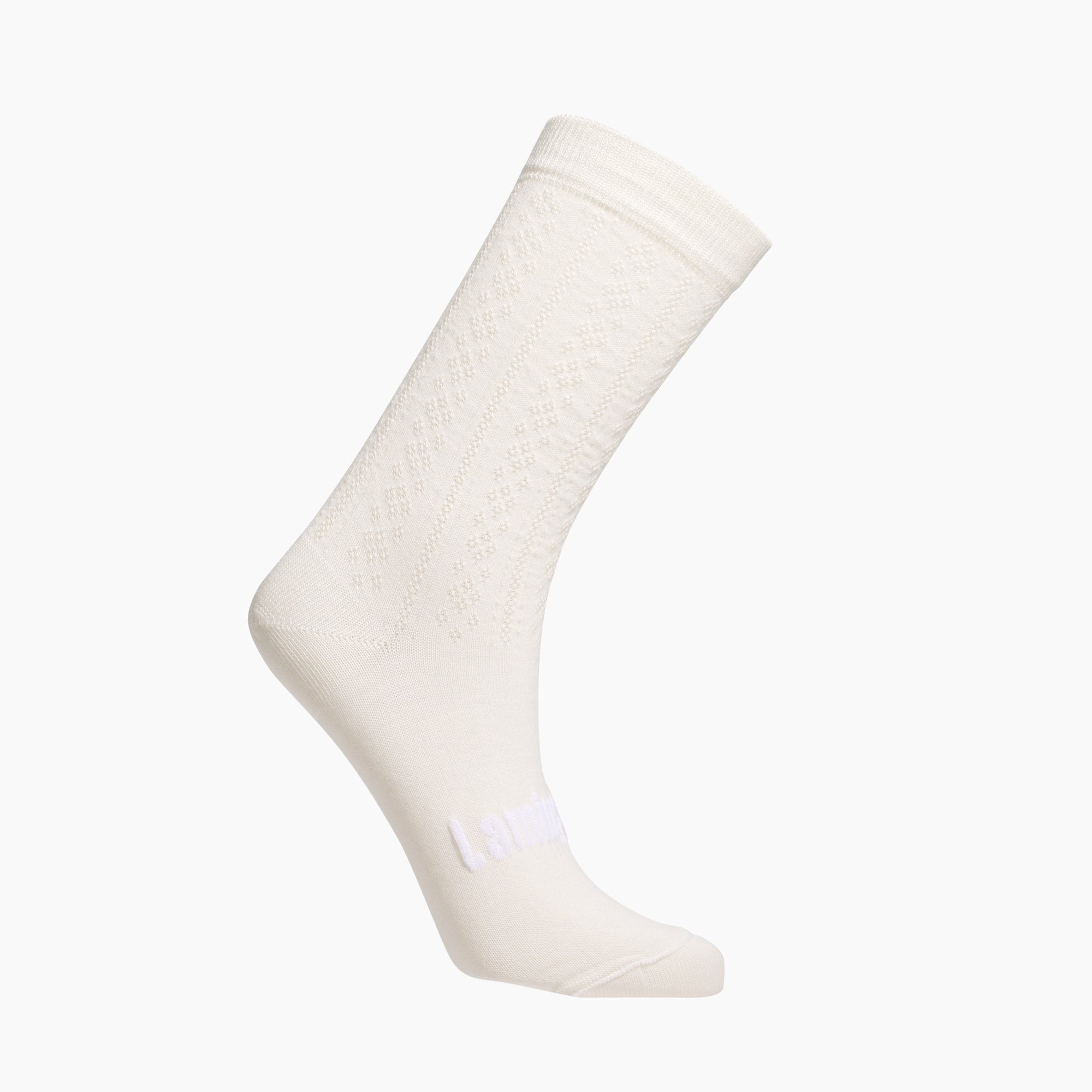 Womens merino wool crew socks cream patterned by Lamington NZ