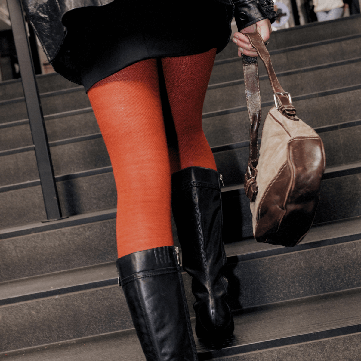 Merino Wool Textured Knit Tights WOMAN Spice