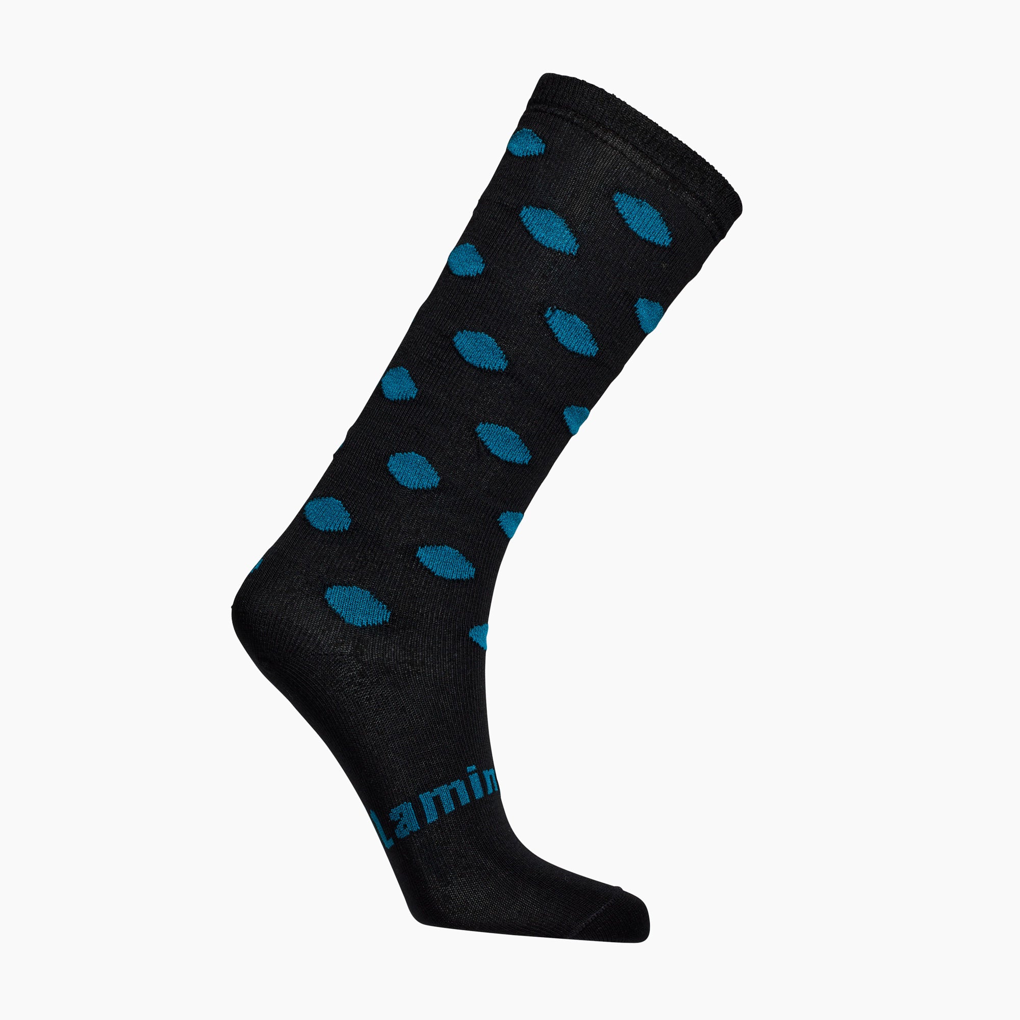 Merino wool knee-high socks black with blue spots for women NZ