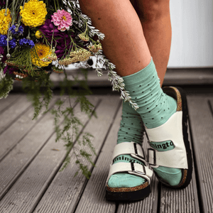 merino wool socks for women green with dark green spots nz