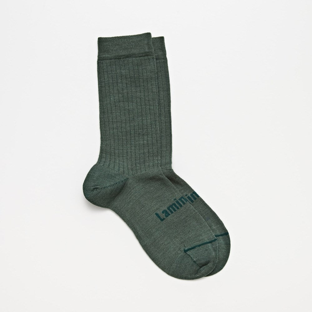 merino wool green rib crew socks woman nz