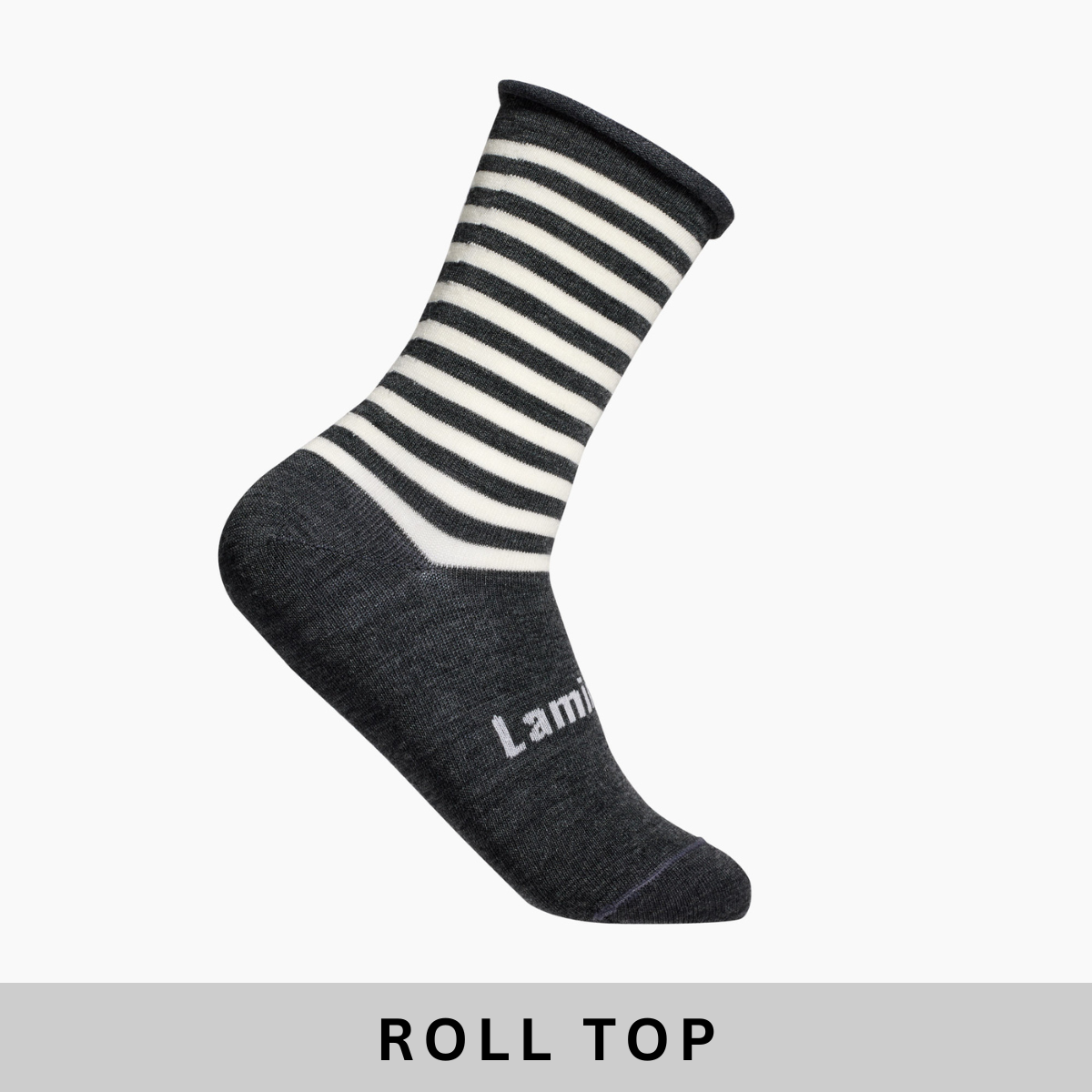 Merino wool comfort socks with roll top crew grey and natural stripes for women NZ