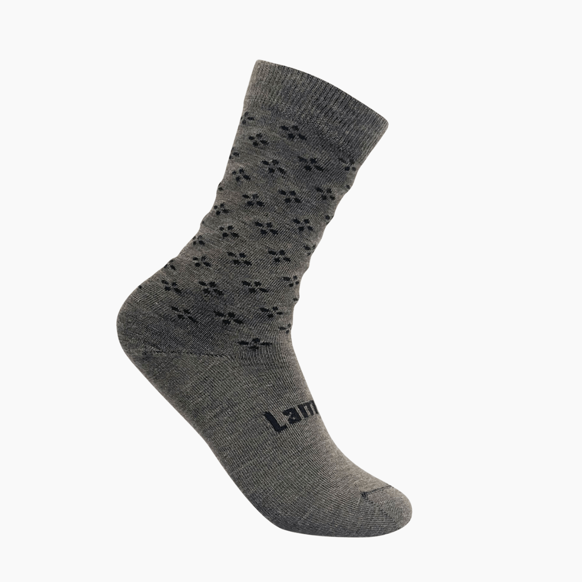 Merino Wool Crew Socks for Men in Tussock color with black cross pattern