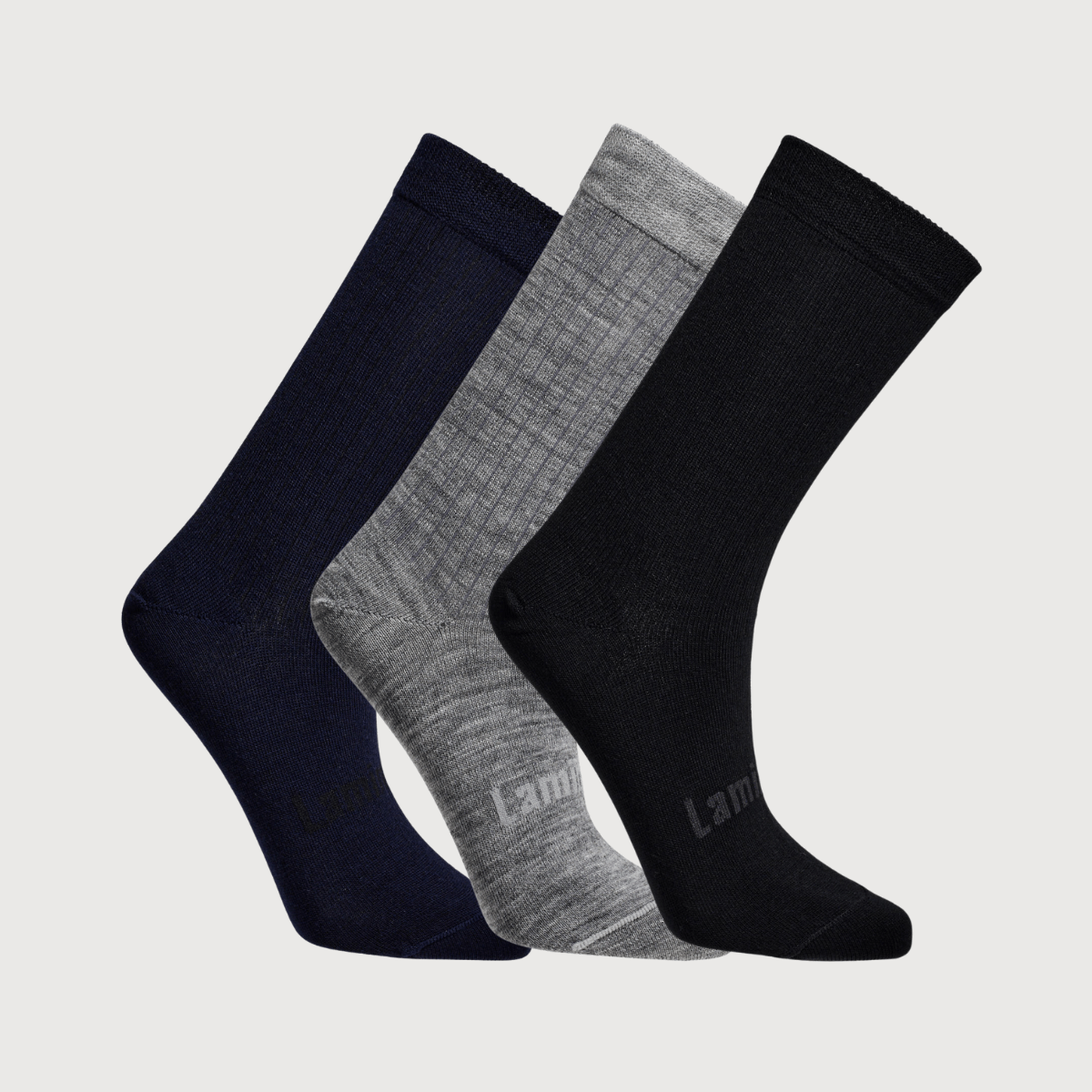 Bundle of 3 pairs of children's merino wool crew socks navy grey black NZ