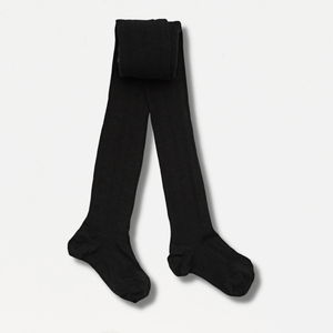 Merino Wool Flat Knit Essential Tights | CHILD | Black