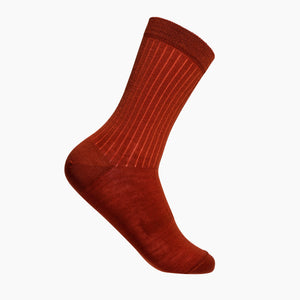 Mens merino wool crew socks rust rib  by Lamington NZ