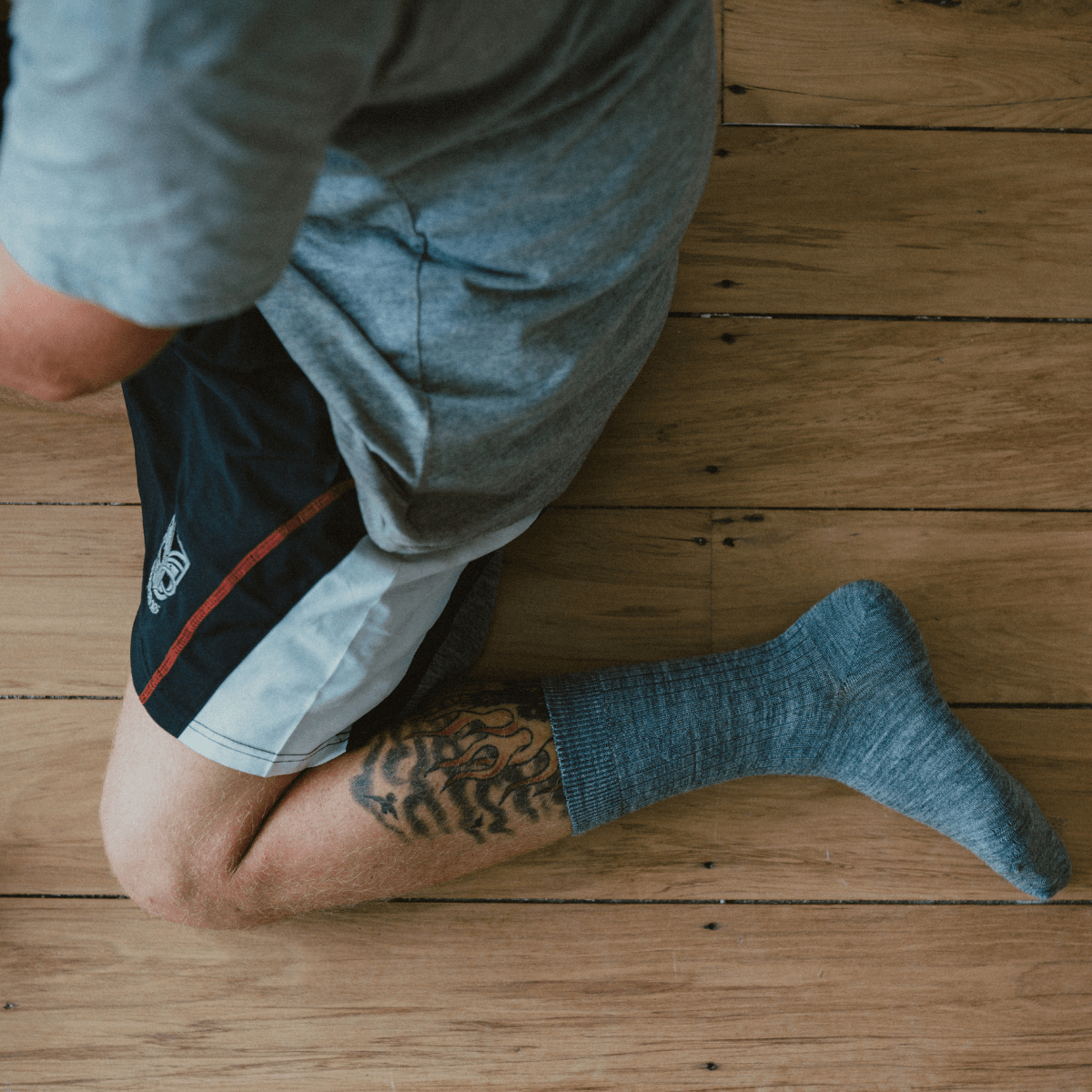 Grey Rib Mens merino wool crew socks by Lamington NZ