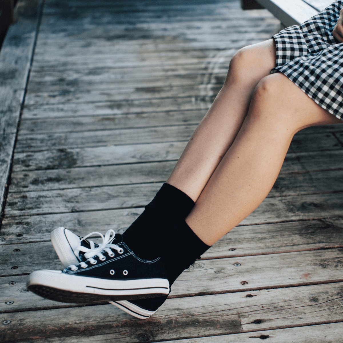 Womens merino wool crew socks black rib by Lamington NZ