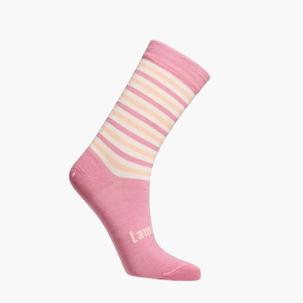 pink striped merino wool socks for children