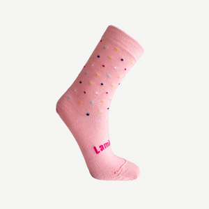 merino wool crew socks for children pink with coloured spots nz