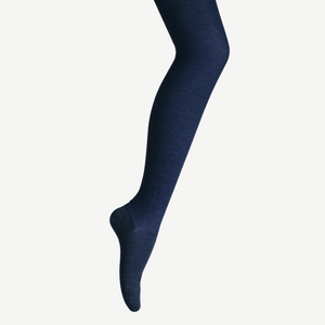 textured knit tights merino wool for woman night blue nz