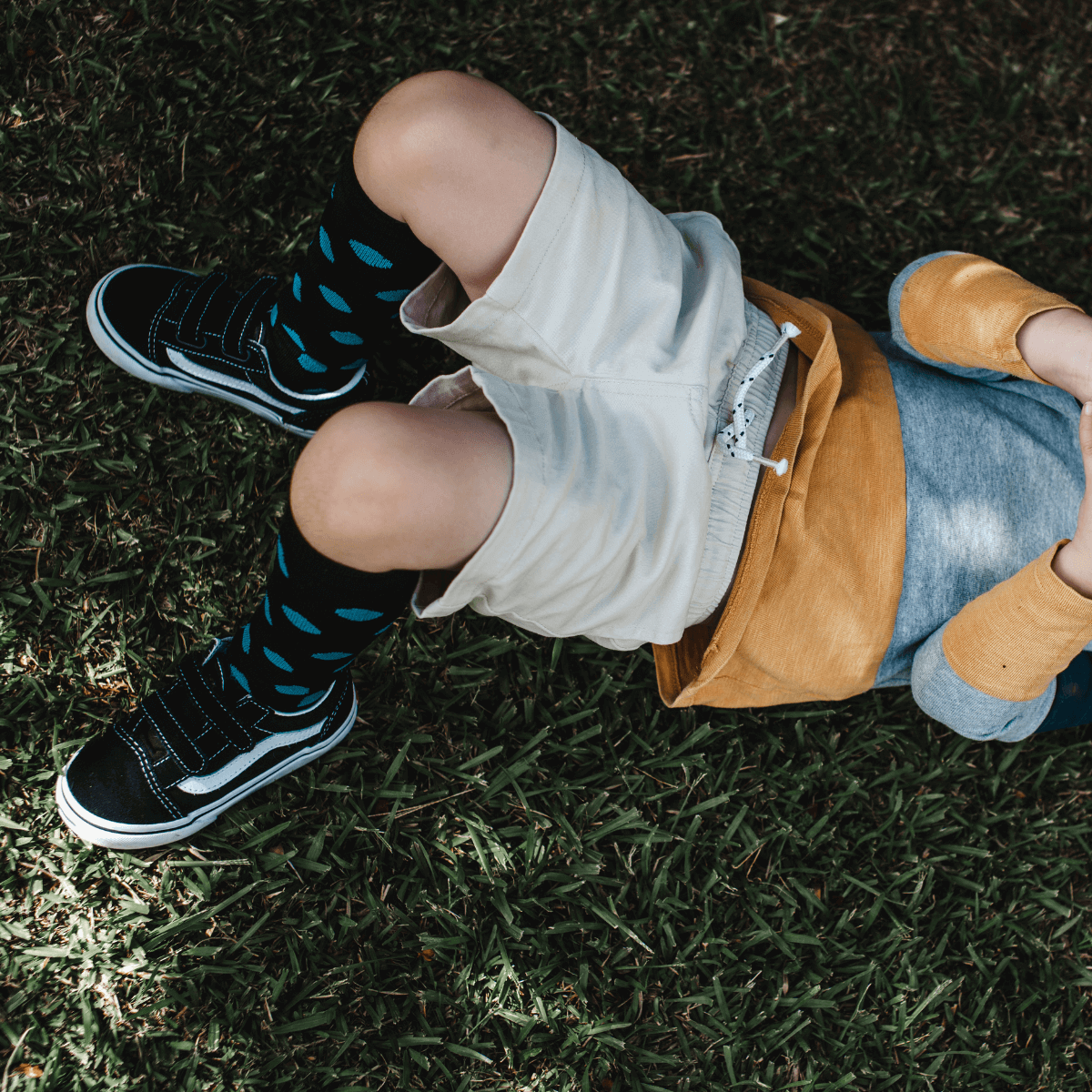 black with blue spots merino wool knee-high socks for children NZ