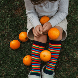 colourful merino wool child knee-high socks nz au